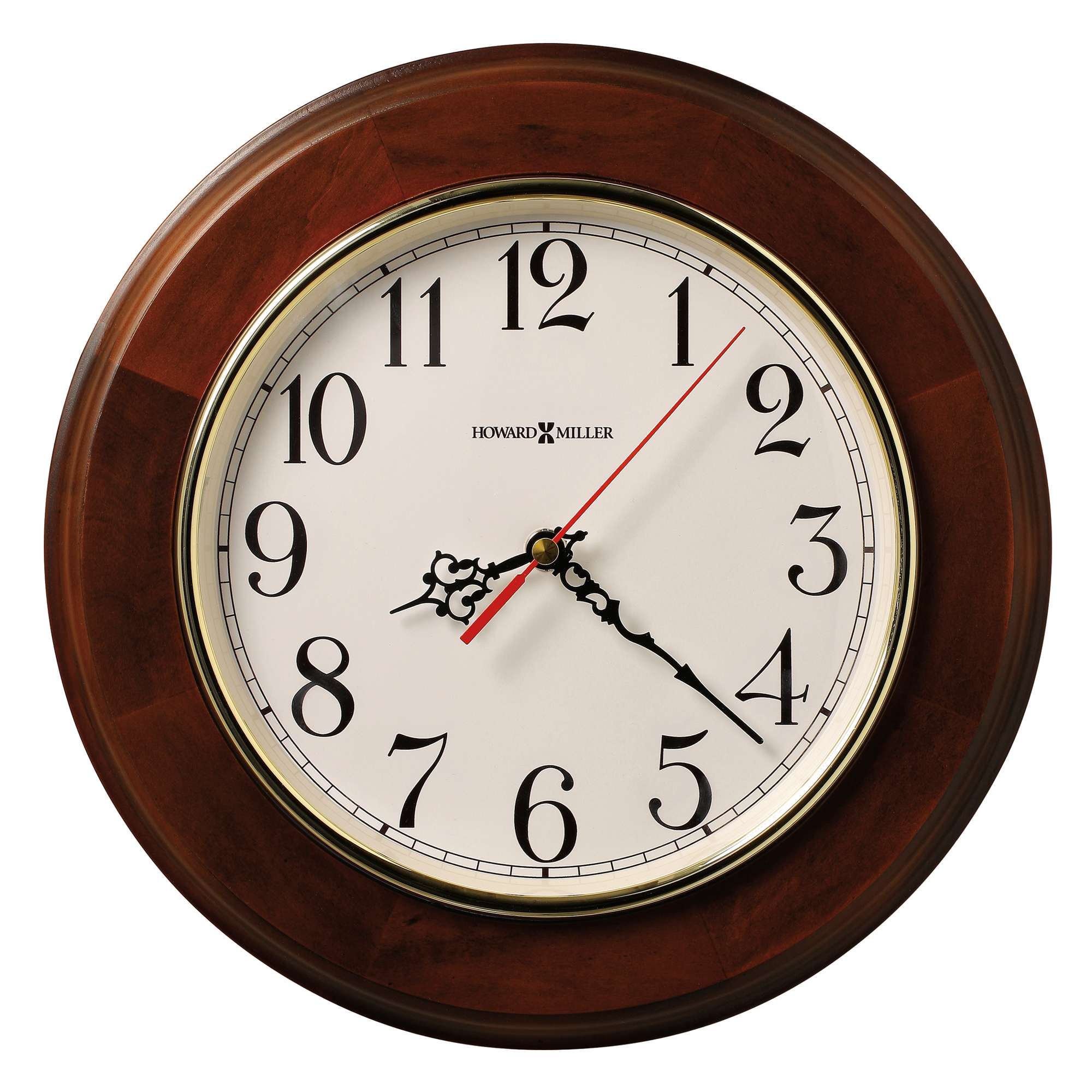 Wall clock with wooden frame and black Arabic numerals