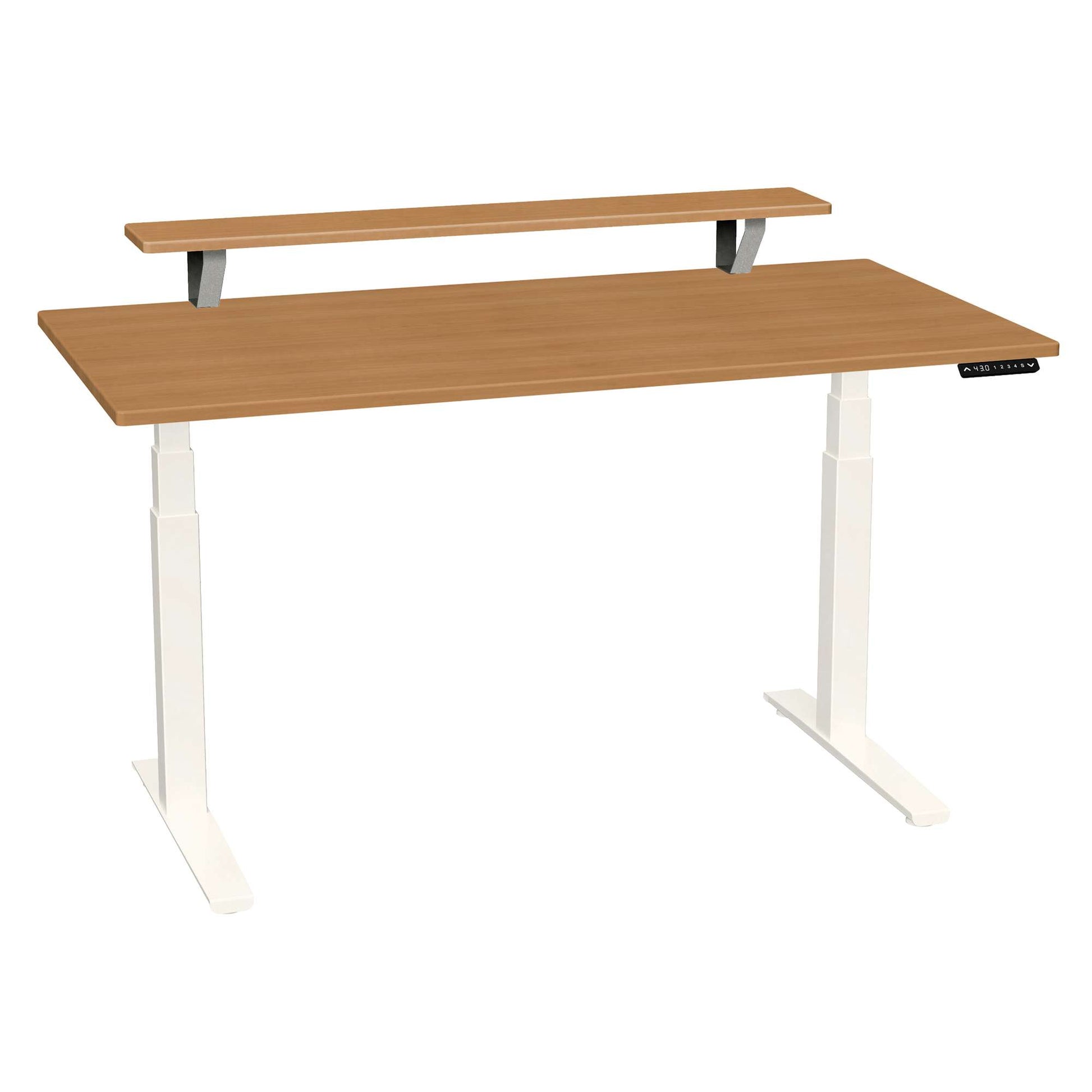 Bureau haut de gamme SmartMoves de 60 po avec étagère surélevée et base réglable en hauteur