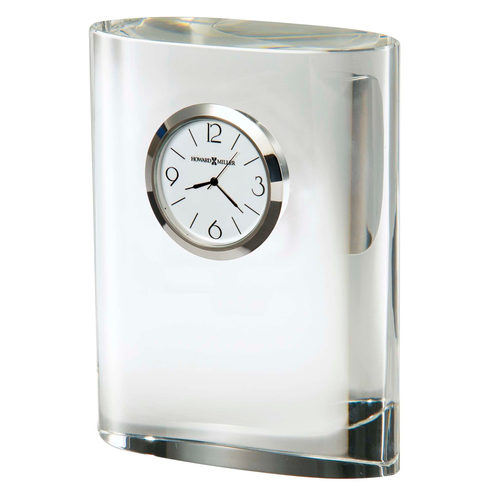 Elegant modern clock in a translucent glass frame.