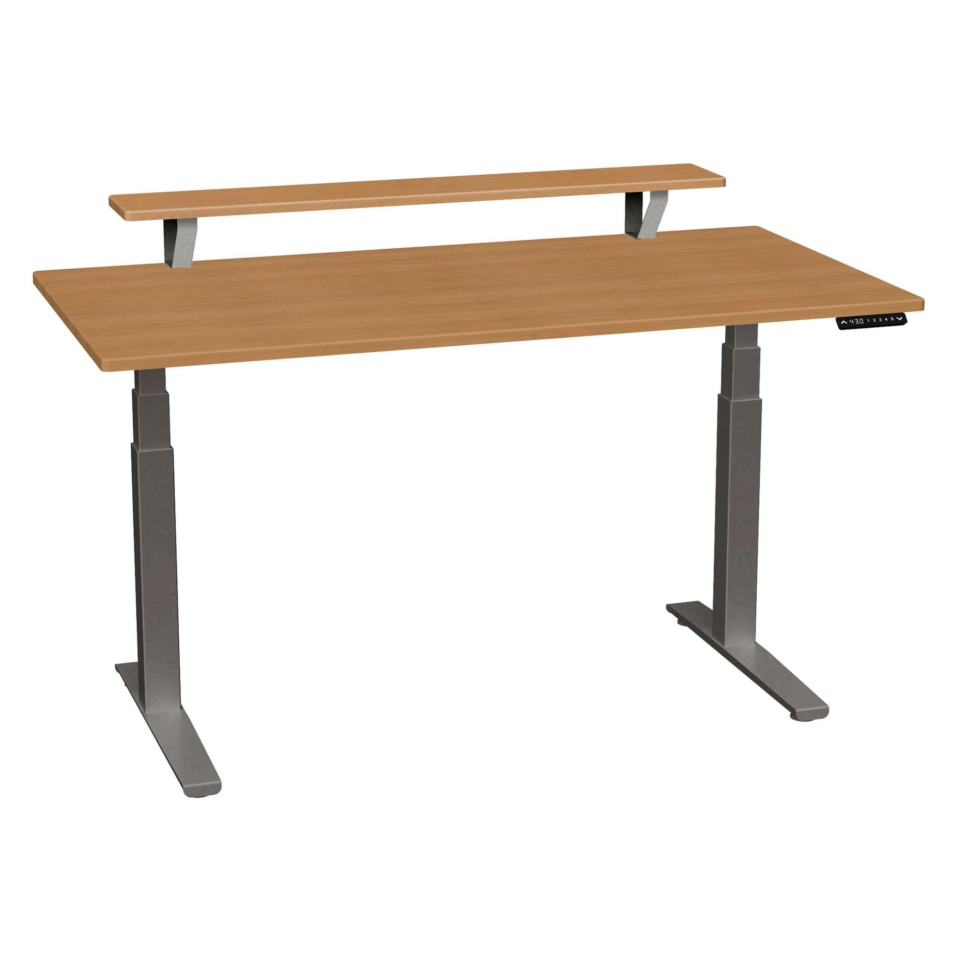 Bureau haut de gamme SmartMoves de 60 po avec étagère surélevée et base réglable en hauteur