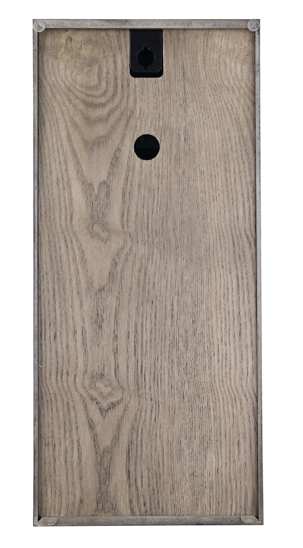 Plain wooden board with a hole and a black mount on top