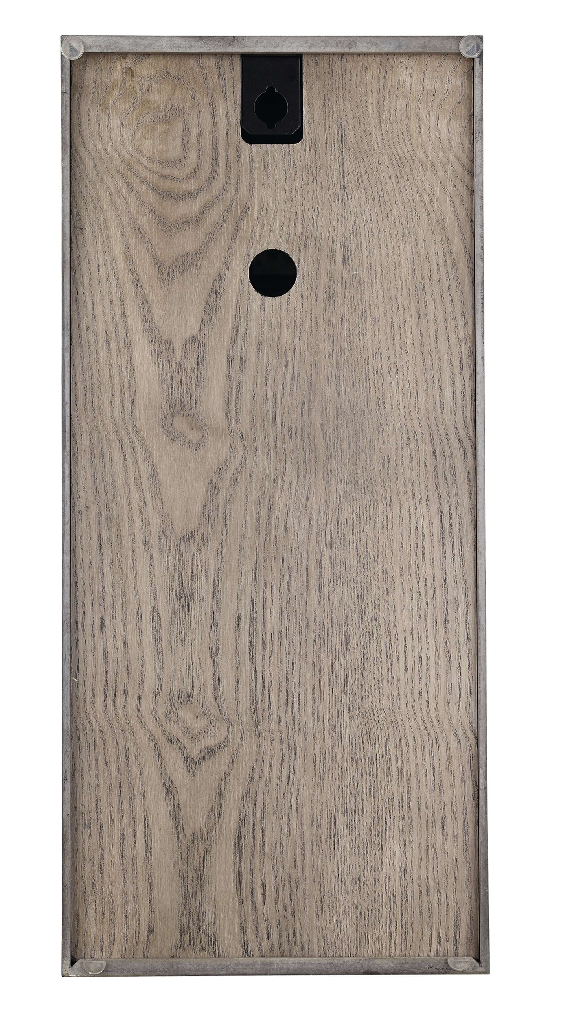 Plain wooden board with a hole and a black mount on top